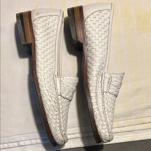 Bruno Magli Woven White Leather Penny Loafers size 7.5 fit like an 8.5 women’s - Picture 5 of 8